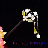 Jade Flower Hairpin 925 Silver Natural Gemstone Hair Sticks