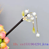 Jade Flower Hairpin 925 Silver Natural Gemstone Hair Sticks