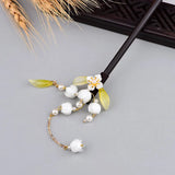 Jade Flower Hairpin 925 Silver Natural Gemstone Hair Sticks