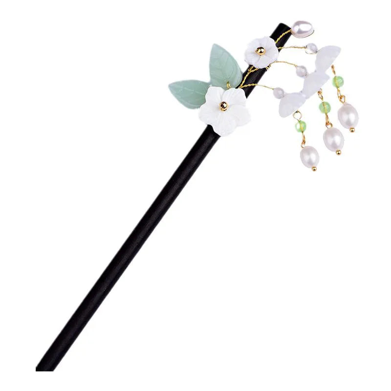 Jade Flower Hairpin Natural Amulet Hair Sticks Real Jewelry Gift