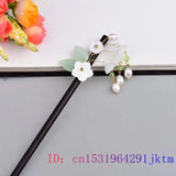 Jade Flower Hairpin Natural Amulet Hair Sticks Real Jewelry Gift