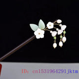 Jade Flower Hairpin Natural Amulet Hair Sticks Real Jewelry Gift