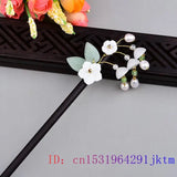 Jade Flower Hairpin Natural Amulet Hair Sticks Real Jewelry Gift