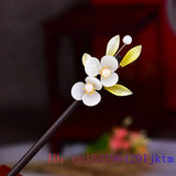 Jade Flower Hairpin 925 Silver Chinese Charms Gemstone