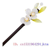 Jade Flower Hairpin 925 Silver Chinese Charms Gemstone