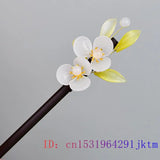 Jade Flower Hairpin 925 Silver Chinese Charms Gemstone