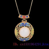 Jade Flower Pendant Chalcedony 925 Silver Necklace Women Amulets Carved Jewelry