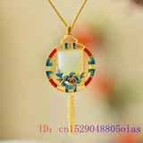 Jade Flower Pendant 925 Silver Chalcedony Zircon Necklace