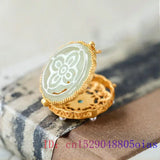 Jade Flower Pendant Women Zircon Amulet Charm Necklace Jewelry
