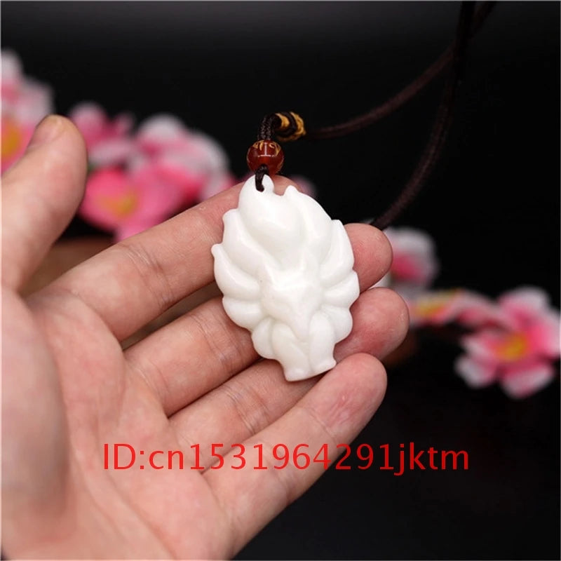 Jade Fox Pendant Necklace Nine-tailed Chinese Jewelry