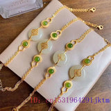 Jade Gourd Bracelets Bangles 925 Silver Chalcedony Chinese Jewelry