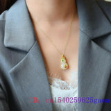 Jade Gourd Pendant 925 Silver Necklace Women Amulets Charms