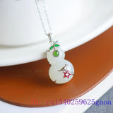 Jade Gourd Pendant 925 Silver Necklace Women Amulets Charms