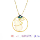 Jade Gourd Pendant Natural Necklace 925 Silver Chinese Chalcedony