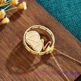 Jade Gourd Pendant Natural Necklace 925 Silver Chinese Chalcedony