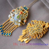 Chinese Crystal Chalcedony Necklace Zircon 925 Silver Amulet