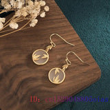 Natural 925 Silver Jade Leaf Earrings Crystal Zircon Chalcedony