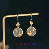 Natural 925 Silver Jade Leaf Earrings Crystal Zircon Chalcedony