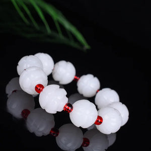 Jade Lotus Bracelet Charm Gemstone Bangle