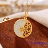 Jade Moon Pendant Chalcedony Vintage 925 Silver Jewelry