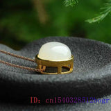 Jade Pendant Charm Chinese Zircon 925 Silver Crystal Necklace Amulet Women
