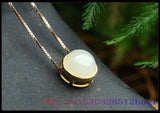 Jade Pendant Charm Chinese Zircon 925 Silver Crystal Necklace Amulet Women