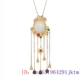 Chalcedony Pendant Necklace 925 Silver Choker Jewelry for Women