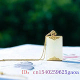 Chinese Chalcedony Jade Pendant Necklace 925 Silver Talisman