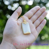 Chinese Chalcedony Jade Pendant Necklace 925 Silver Talisman