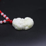 Jade Pixiu Pendant Necklace Natural Jadeite Chinese Hand-Carved Jewellery