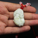 Jade Pixiu Pendant Necklace Natural Jadeite Chinese Hand-Carved Jewellery