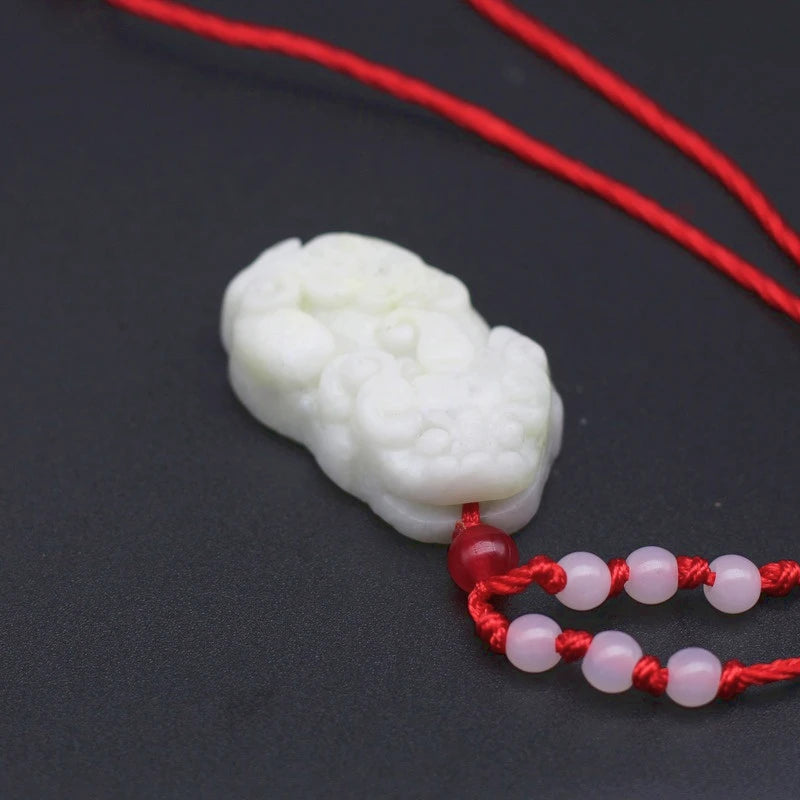 Jade Pixiu Pendant Necklace Natural Jadeite Chinese Hand-Carved Jewellery