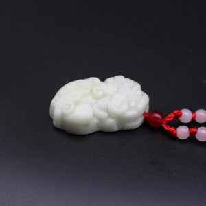 Jade Pixiu Pendant Necklace Natural Jadeite Chinese Hand-Carved Jewellery