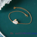 Jade Rabbit Bracelets Chalcedony Amulet 925 Silver Men Bangle