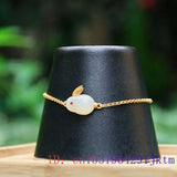 Jade Rabbit Bracelets Chalcedony Amulet 925 Silver Men Bangle