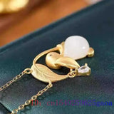 Jade Rabbit Pendant Stone 925 Silver Necklace Natural Gemstones Gift Pendants