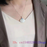 925 Silver Jade Ruyi Pendant Zircon Women Chalcedony Necklace Gemstone
