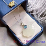 925 Silver Jade Ruyi Pendant Zircon Women Chalcedony Necklace Gemstone