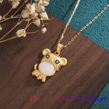 Jade Tiger Pendant Necklace Natural Chalcedony 925 Silver Crystal