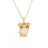 Jade Tiger Pendant Necklace Natural Chalcedony 925 Silver Crystal