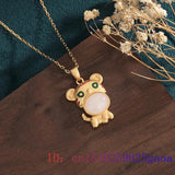 Jade Tiger Pendant Chalcedony Necklace 925 Silver Men Amulets Chains