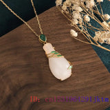 Jade Vase Pendant Crystal Necklace Gemstone Chinese Zircon 925 Silver Chalcedony