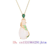 Jade Vase Pendant Crystal Necklace Gemstone Chinese Zircon 925 Silver Chalcedony