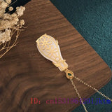 Jade Vase Pendant Crystal Necklace Gemstone Chinese Zircon 925 Silver Chalcedony