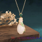 Jade Vase Pendant Crystal Necklace Gemstone Chinese Zircon 925 Silver Chalcedony