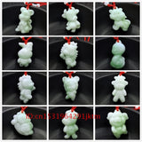 Jade Zodiac Pendant Necklace Carved Amulet Chinese Green Charm Jewelry