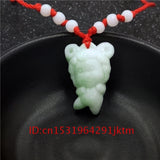 Jade Zodiac Pendant Necklace Carved Amulet Chinese Green Charm Jewelry