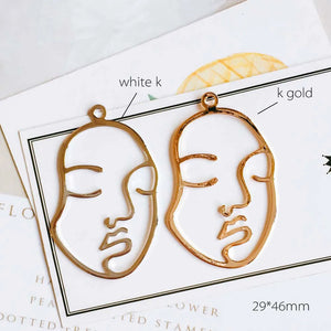 6pcs Plated Human Face Eardrop Pendant Charms DIY Material