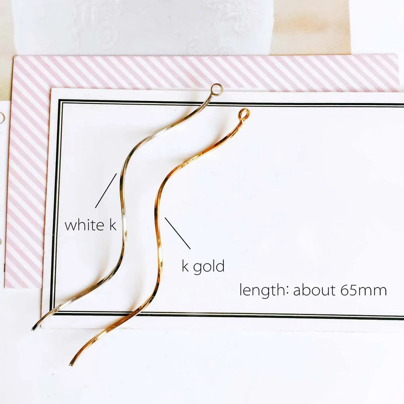 Wave Wire Eardrop Charms DIY Jewelry Component 6pcs