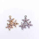 Rhinestone Flower Eardrop Crystal Pendant Charms Jewelry Component 2pcs